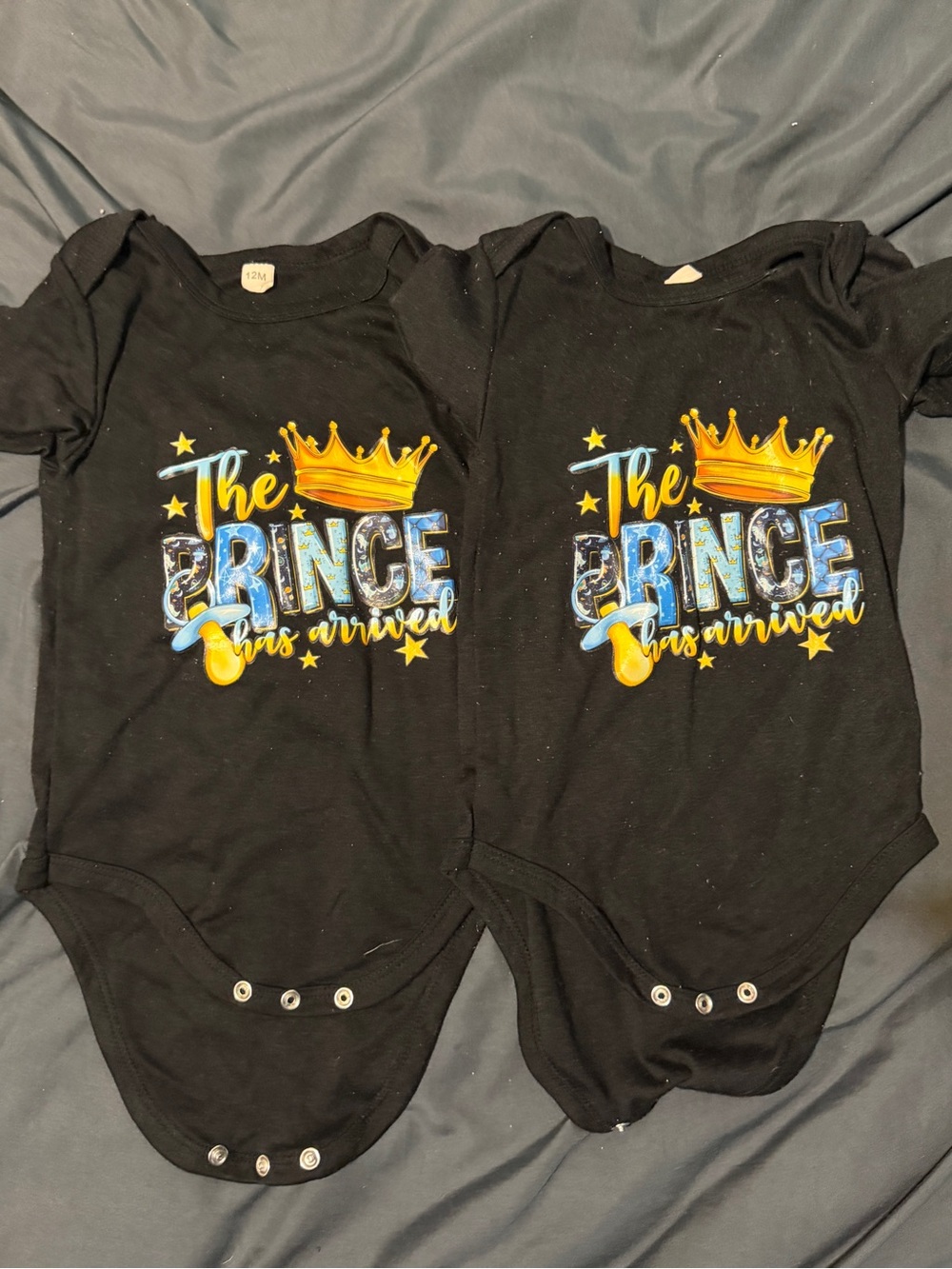 Black "The Prince Has Arrived" Baby One-Piece Bodysuit